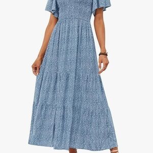 Chic Blue Patterned Maxi Dress